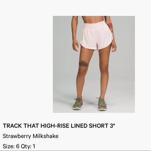 Lululemon Track That High Rise Shorts 3” size 6 strawberry milkshake